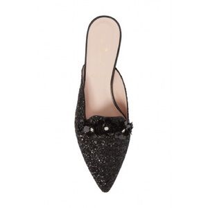 Kate Spade Betty Mules Black Glitter NWOT
